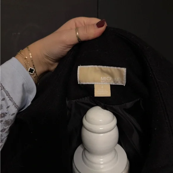 MICHAEL Michael Kors Black Trench Coat with Gold Accents - Picture 5 of 5